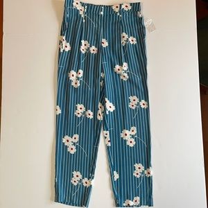 ModCloth Pleated Rayon Floral Striped Pants size S (NWT)